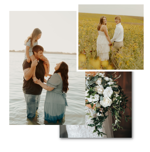 Collage of couples photos and family photos