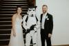 Wedding couple with Starwars stormtrooper